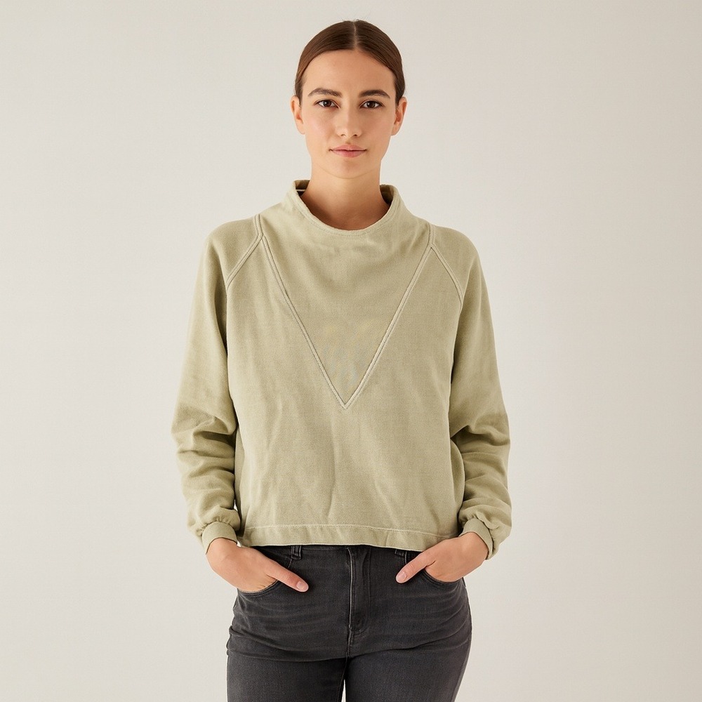 WRAP‎ LONDON Funnel Neck Jumper Sweatshirt Pullover Light Green Women US 2